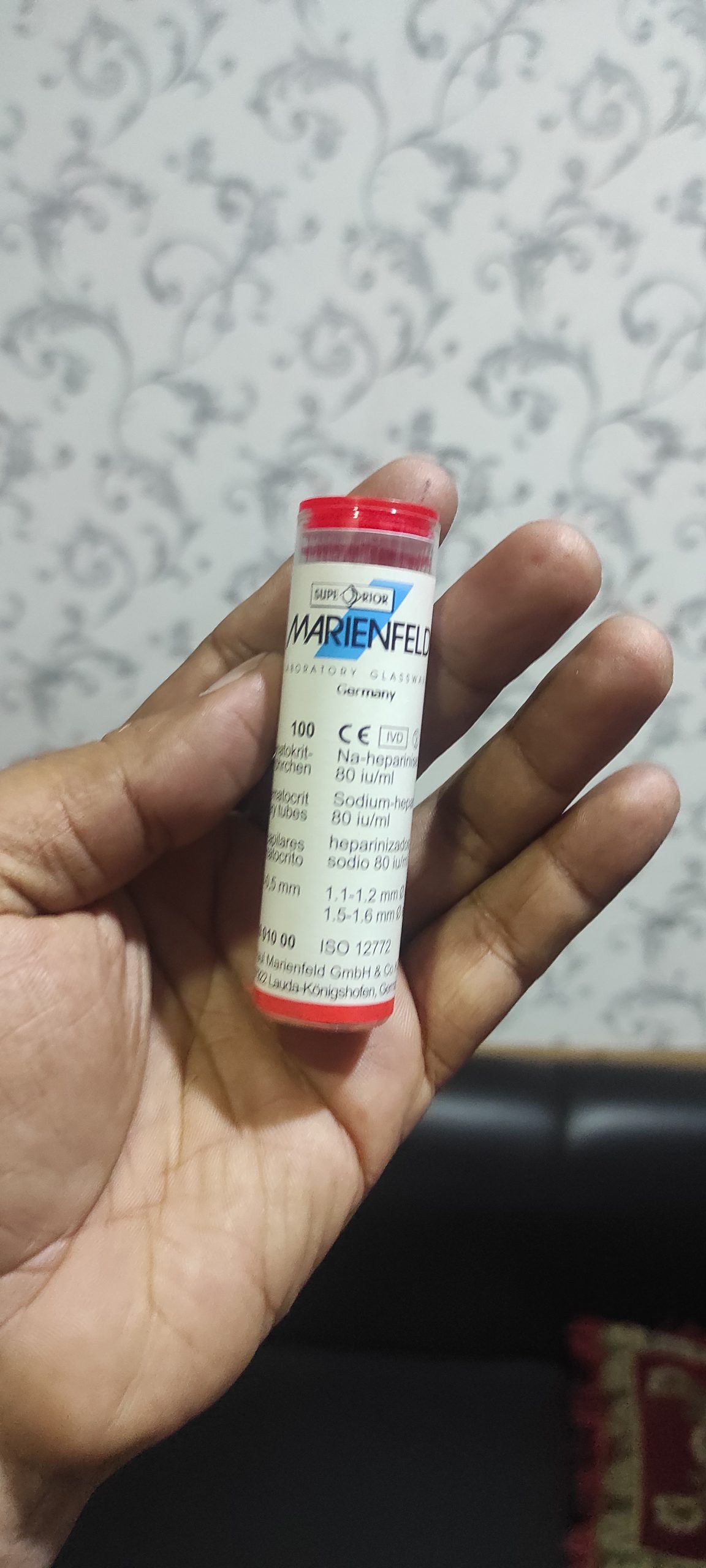 Specifications Additive Sodium-Heparinized Length (Metric) 75 mm Product Type Capillary Tubes for Microhematocrits Quantity 10x100 Certifications/Compliance CE-marked (IVD) Material Glass For Use With (Application) Centrifugation of blood samples