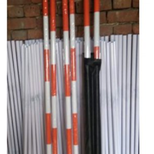 A ranging pole is a long pole used in surveying to measure distances and determine elevations. It is typically made of wood or metal and is marked at regular intervals